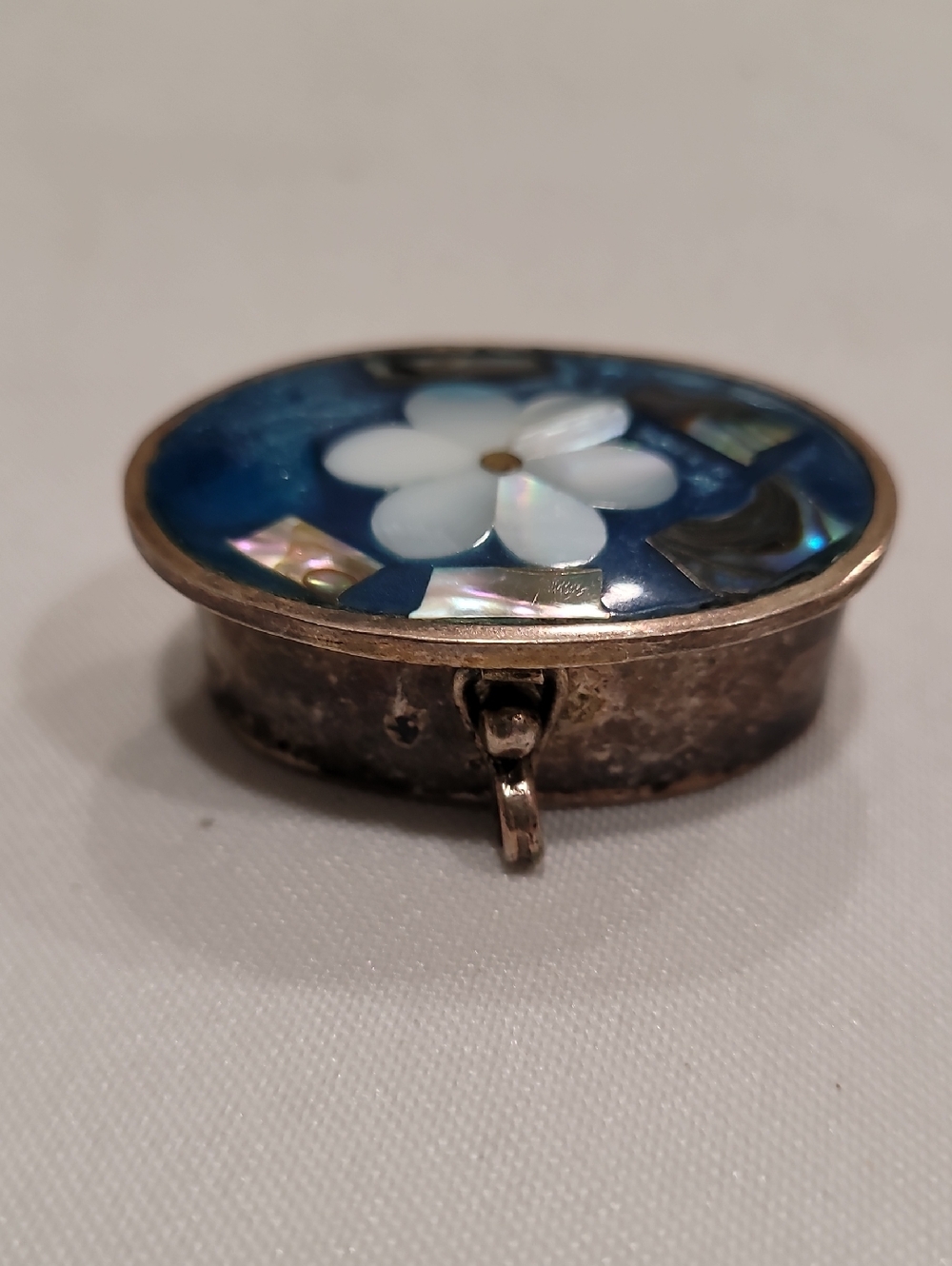 Locket Box Inlaid Vintage Alpaca Mexico Hand Crafted